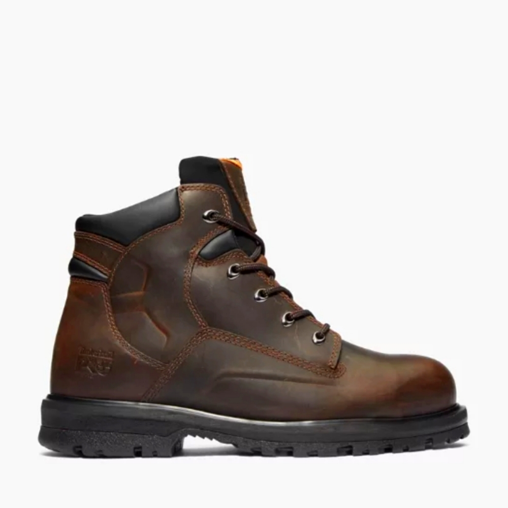 Timberland Pro Magnus 6" Steel Toe Brown Leather Work Boots Men's 10